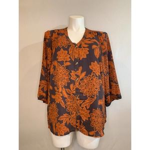 MAURICES ORANGE AND NAVY BUTTON DOWN SHIRT